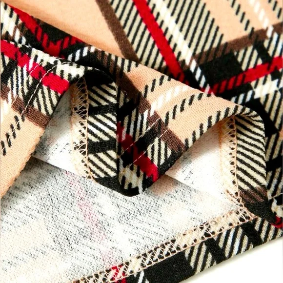 Double Square Neck Plaid Bodycon Mini Dress, Women’s Size Medium. - Picture 5 of 5